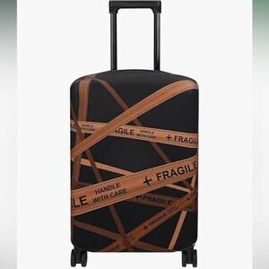 NWOT Black & Brown Luggage Cover with Fragile Print 18-22” Sm Diagonal Carry-on